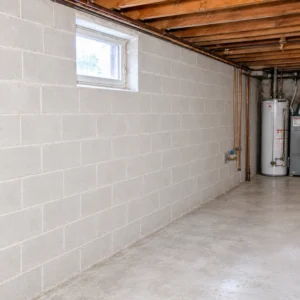 Basement wall after mold remediation